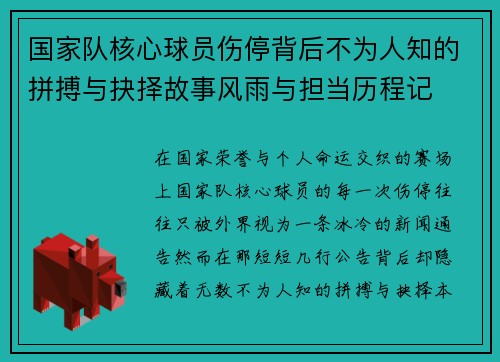 国家队核心球员伤停背后不为人知的拼搏与抉择故事风雨与担当历程记